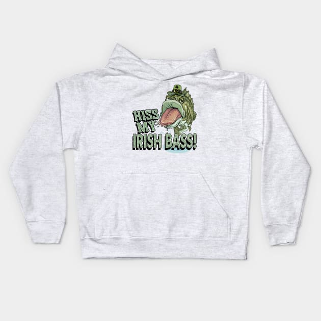 Kiss My Irish Bass St. Patricks Day Kids Hoodie by Mudge